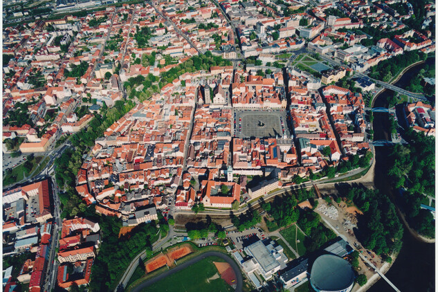 České Budějovice, letecký snímek, foto archiv NPÚ