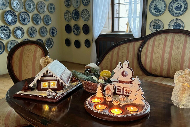 Vánoce na zámku v Telči; výzdoba bytu posledního majitele telčského panství
